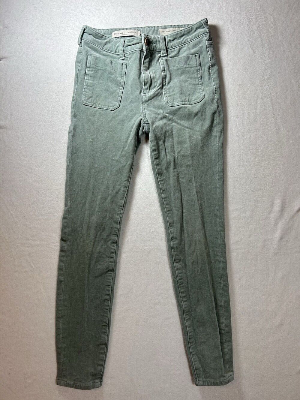 Pilcro Anthropologie greenHigh-Rise Skinny Corduroy Jeans Patch-Pockets Size 26